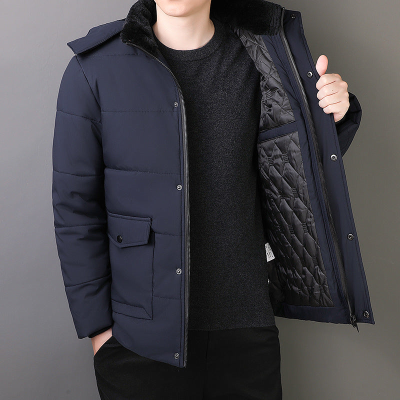 Herren Kurz geschnittene gesteppte Thermo-Steppjacke mit gesteppter Innenfütterung und Kunstfellkragen Echo Archiv