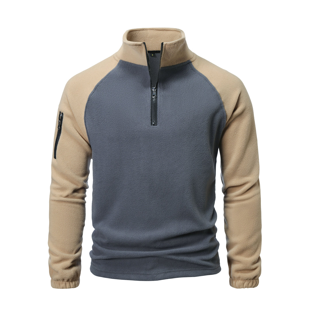 Herren Fleece-Pullover mit halbem Reißverschluss und praktischem Taschen-Design Echoarchiv