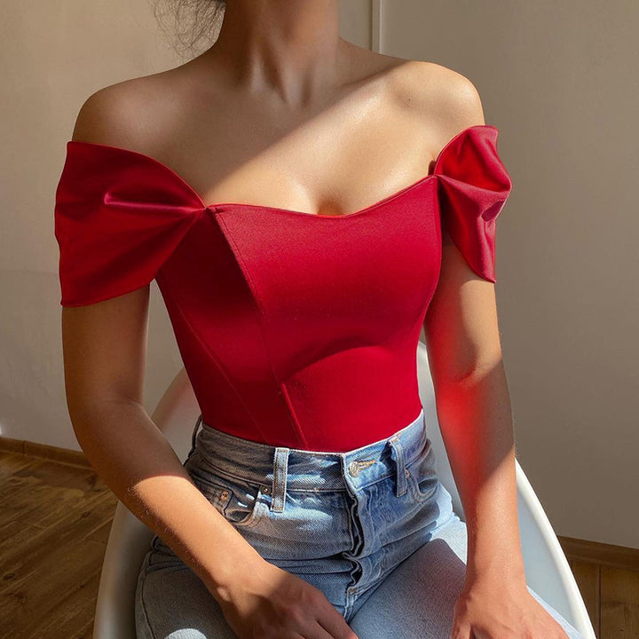 Damen elegantes Satin-Bustier mit Schulterdetails Echo Archiv