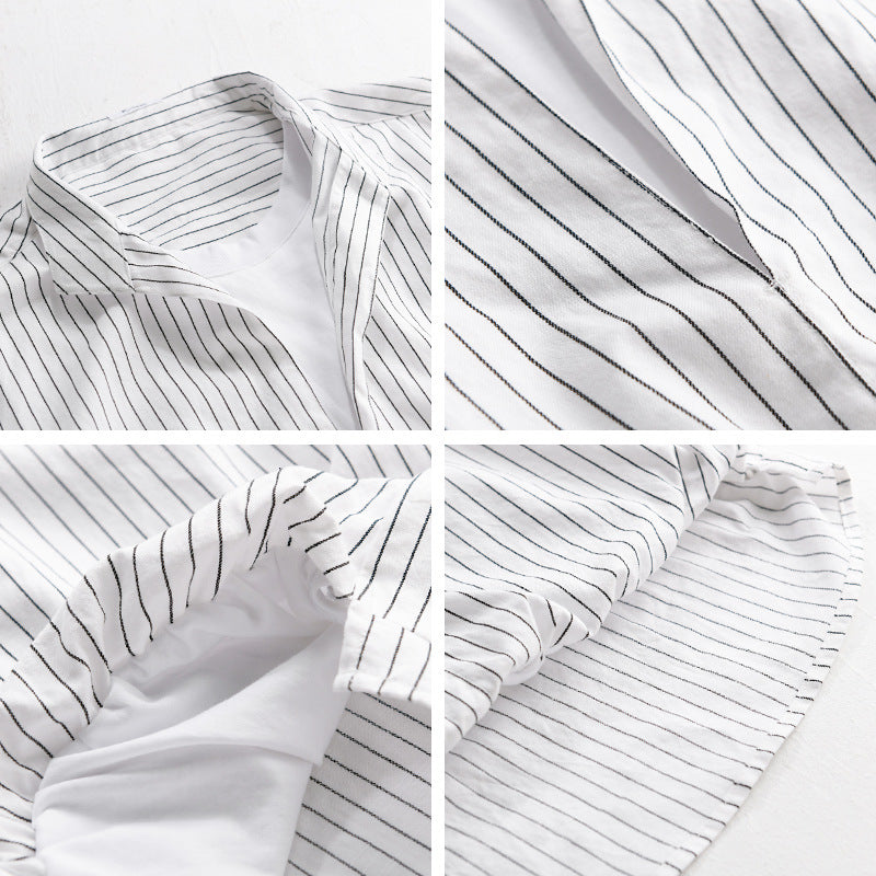 Herren Gestreiftes Oversize-Hemd mit Kentkragen und verdeckter Knopfleiste Echoarchiv