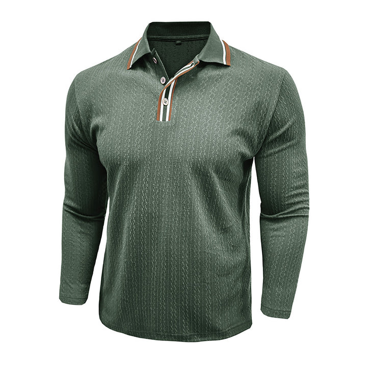 Herren Elegantes Langarm-Polohemd mit Details Echoarchiv