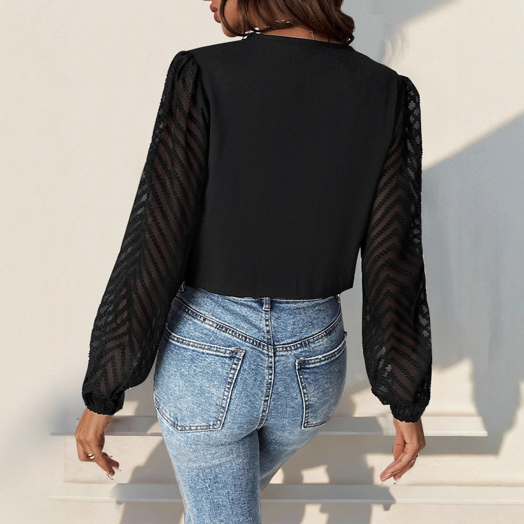 Damen Eleganter Body mit transparenten Ärmeln Echo Archiv