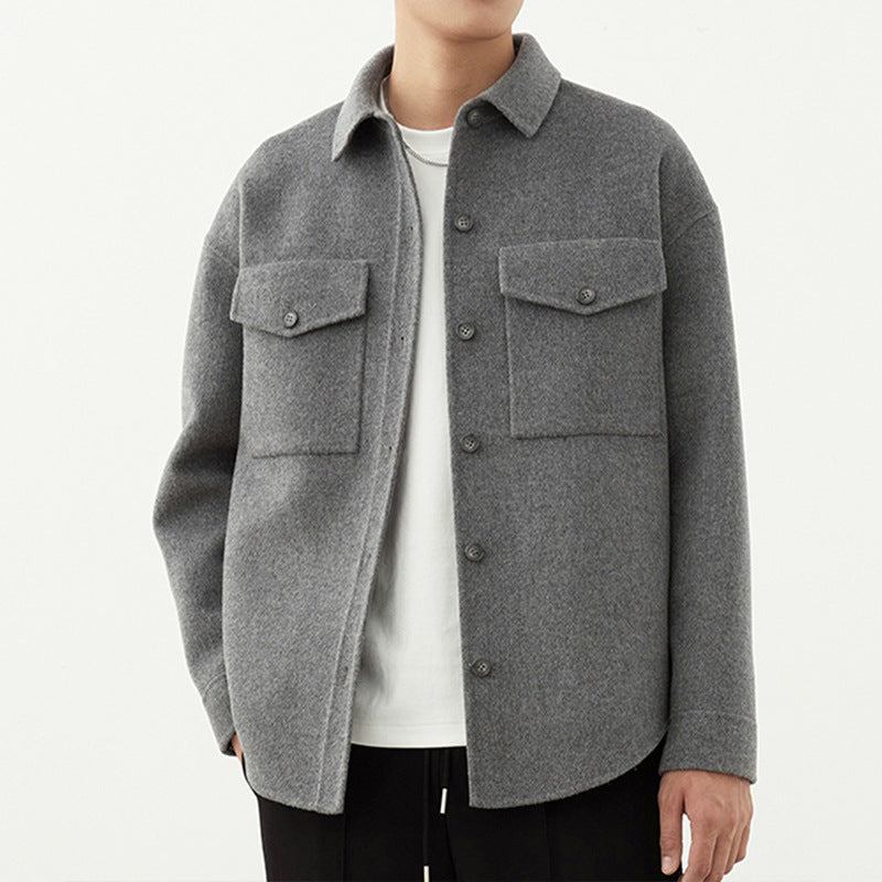 Herren Weiche Wollmix-Hemdjacke im Boxy-Schnitt Echoarchiv