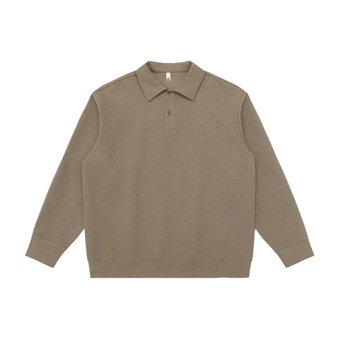 Unisex Waffelstrick-Poloshirt mit Polokragen und Halbknopfleiste Echoarchiv