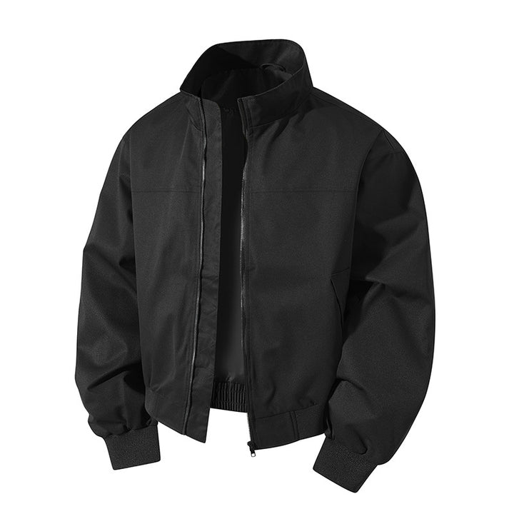 Herren kurz geschnittener Blouson mit Stehkragen und geripptem Saum – Taviero