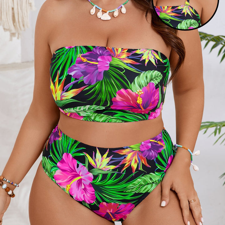 Damen Bandeau-Bikini mit floralem Muster und hohem Bund Echo Archiv