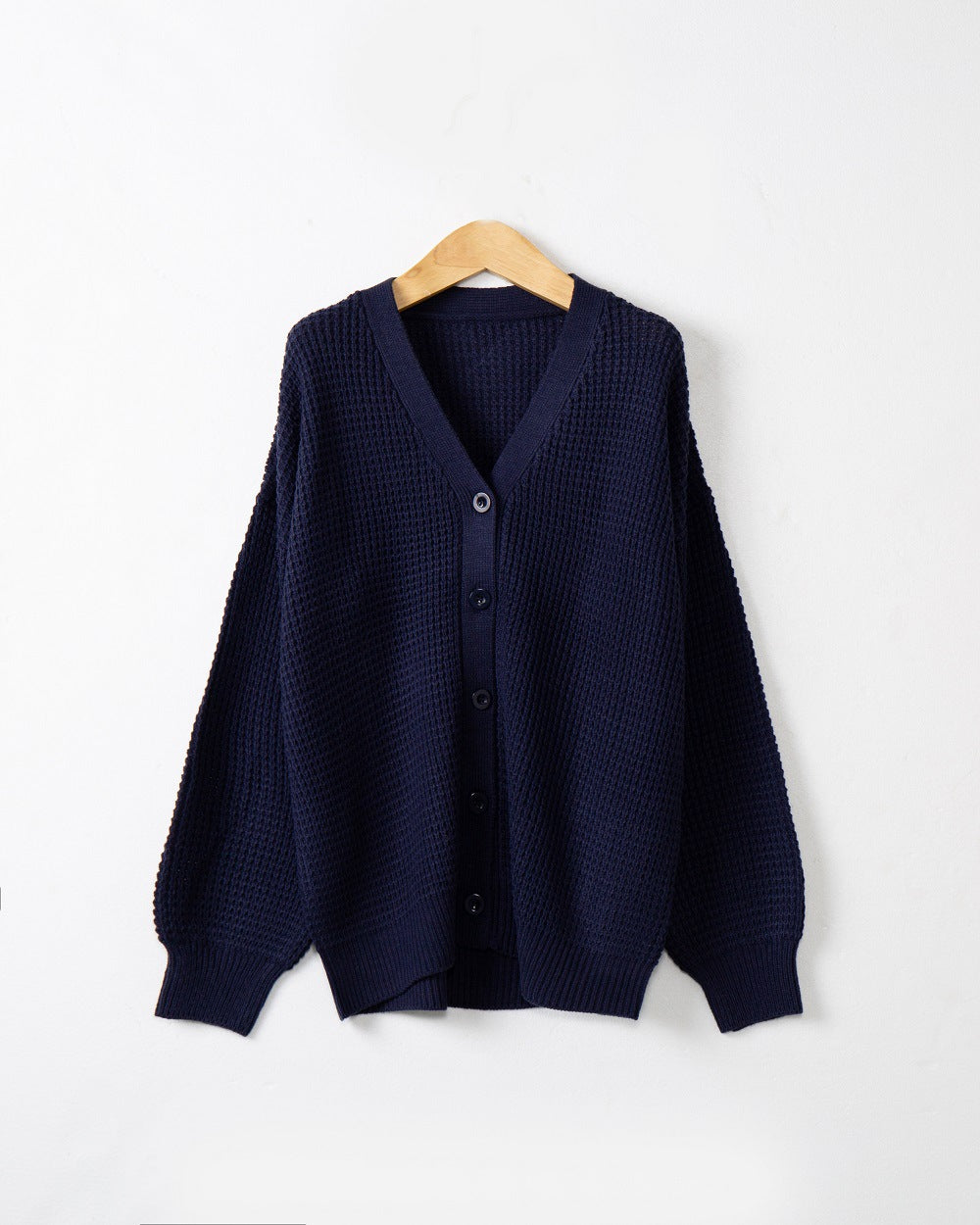 Damen Waffelstruktur-Cardigan mit tiefem V-Ausschnitt und kastigem Oversize-Schnitt Echo Archiv