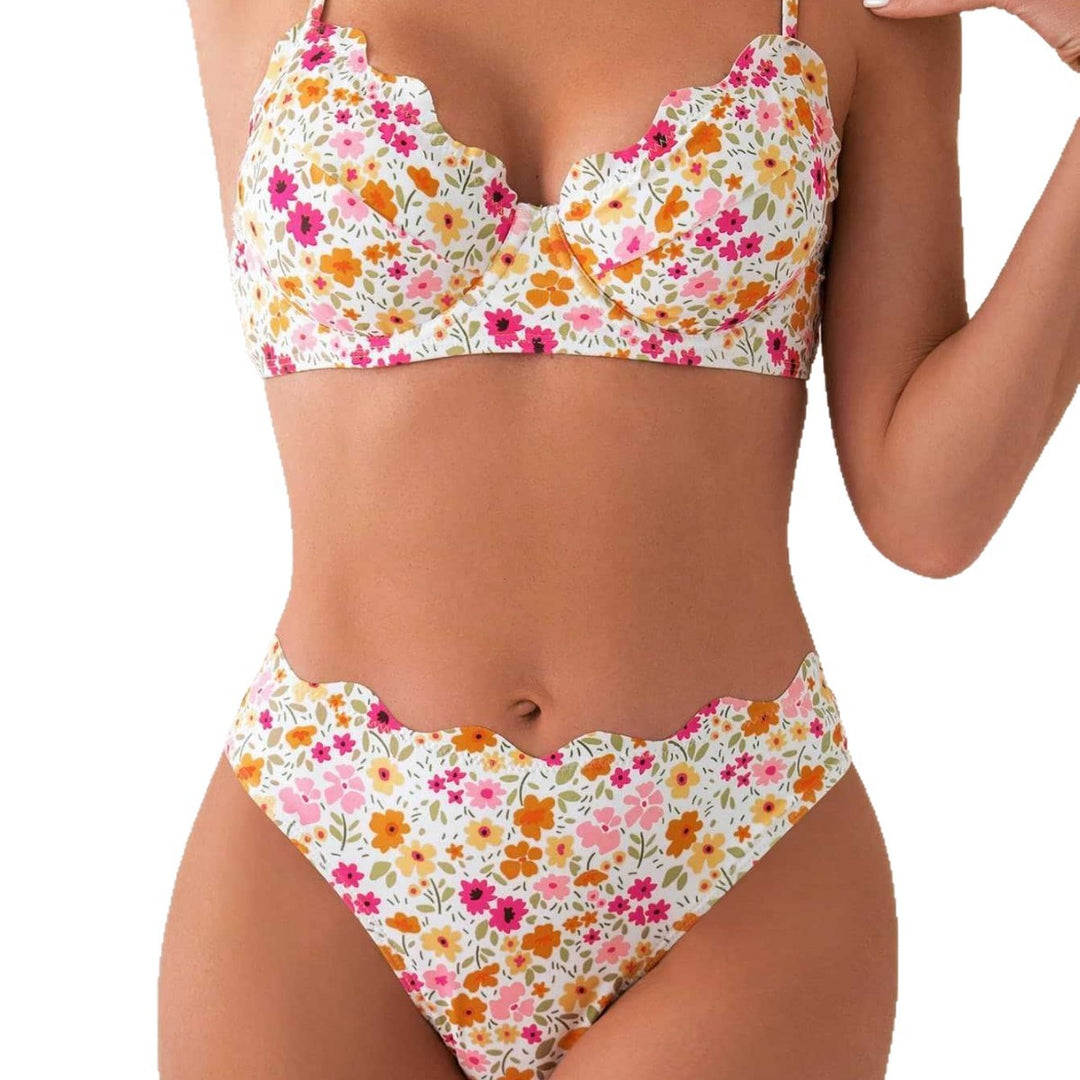 Damen Blumendekorierter Hochschnitt-Bikini Echo Archiv