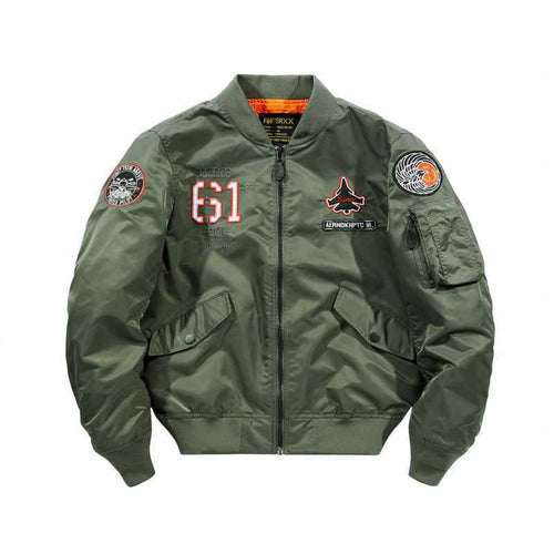 Herren Kurz geschnittene Flight-Bomberjacke mit Emblem‑Patch, Ärmel‑Utility‑Tasche und kontrastierendem Innenfutter Echoarchiv