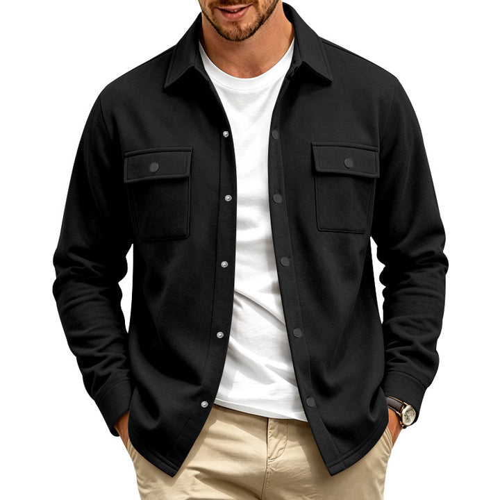 Herren Overshirt-Jacke aus Baumwollmischung mit Druckknöpfen und doppelten Brusttaschen Echoarchiv