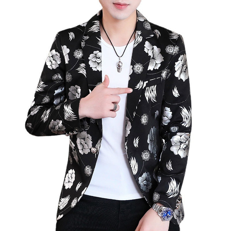 Herren Eleganter Blazer mit floralem Design und goldenen Akzenten Echoarchiv