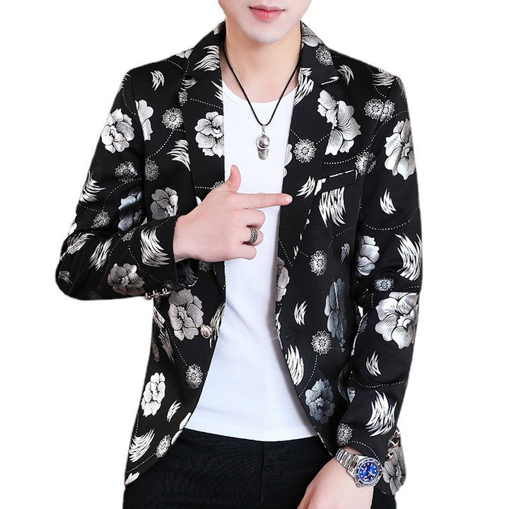 Herren Eleganter Blazer mit floralem Design und goldenen Akzenten Echoarchiv