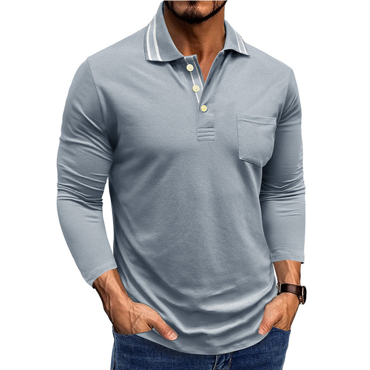 Herren elegantes Langarm Polo-Shirt mit modischem Kragen Echoarchiv