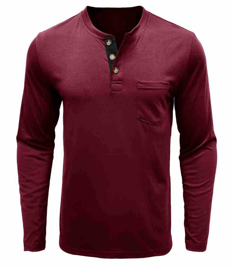 Herren Langarm-Henley-Shirt mit modischen Knöpfen Echoarchiv