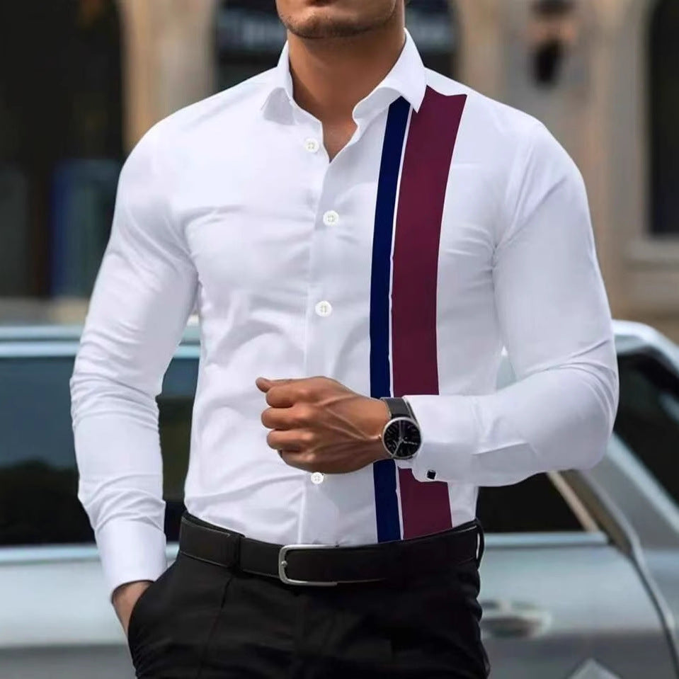 Herren Langarmhemd mit modernem Farbblock-Design Echoarchiv