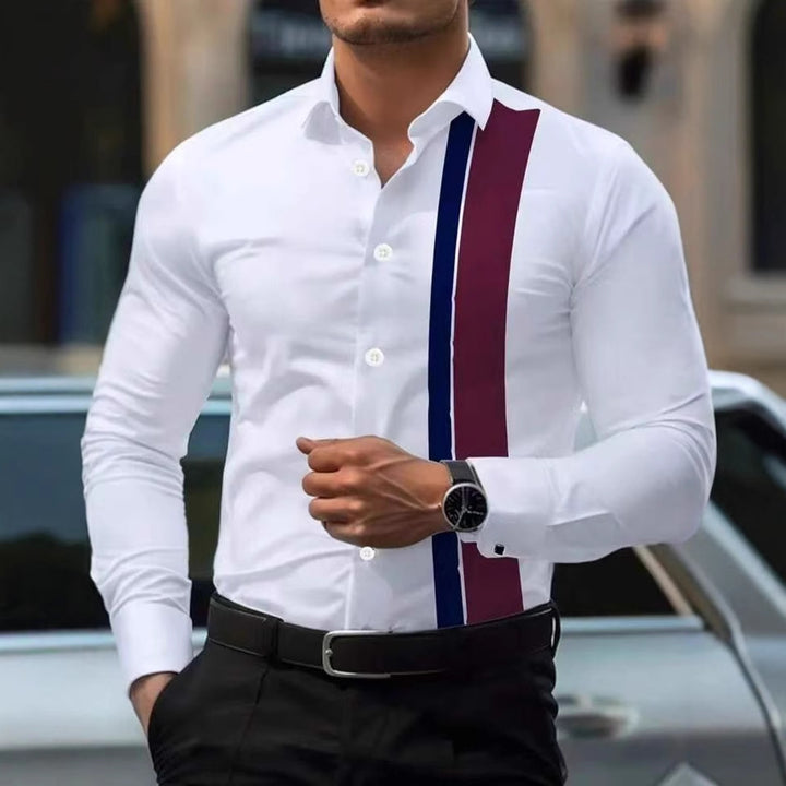 Herren Langarmhemd mit modernem Farbblock-Design Echoarchiv
