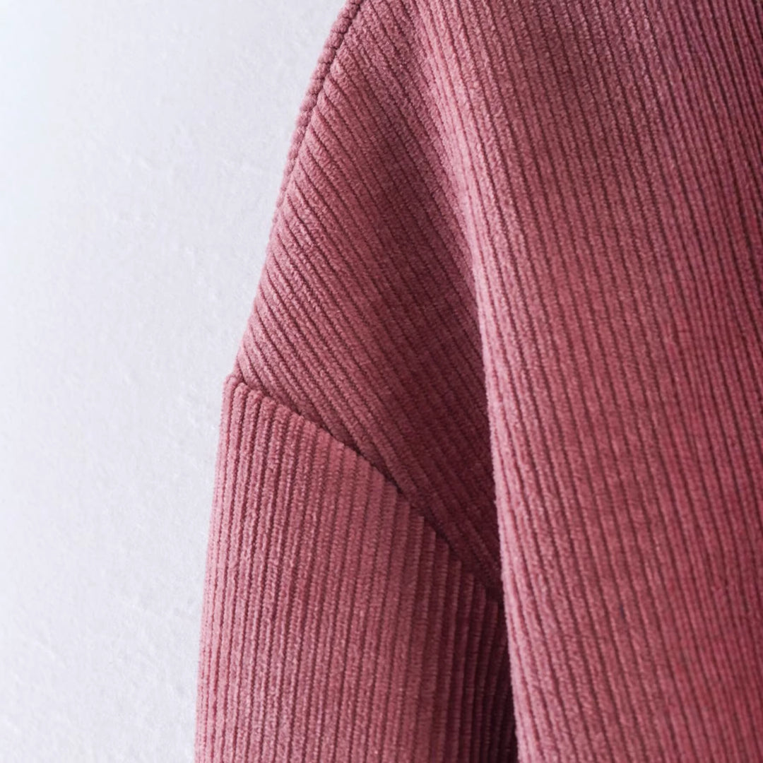 Damen Kurz geschnittene Cordjacke mit Kunstlederkragen, Frontreißverschluss und aufgesetzten Pattentaschen Echo Archiv