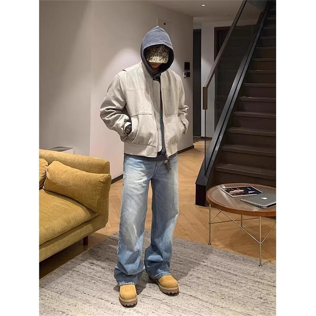 Herren Lässige Steppjacke mit Kapuze Echoarchiv