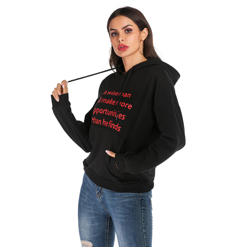 Damen Kapuzenpullover mit Statement-Print, Kängurutasche und Oversize-Schnitt Echoarchiv