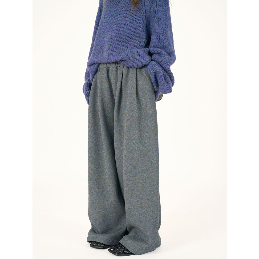 Damen Hochtaillierte Relaxed‑Palazzo‑Hose mit Bundfalten und elastischem Komfortbund Echoarchiv