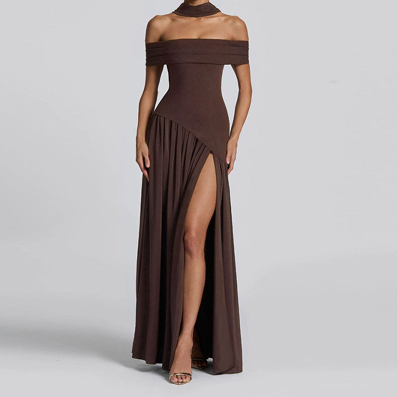 Damen Off-Shoulder Maxikleid mit hohem Schlitz Echo Archiv