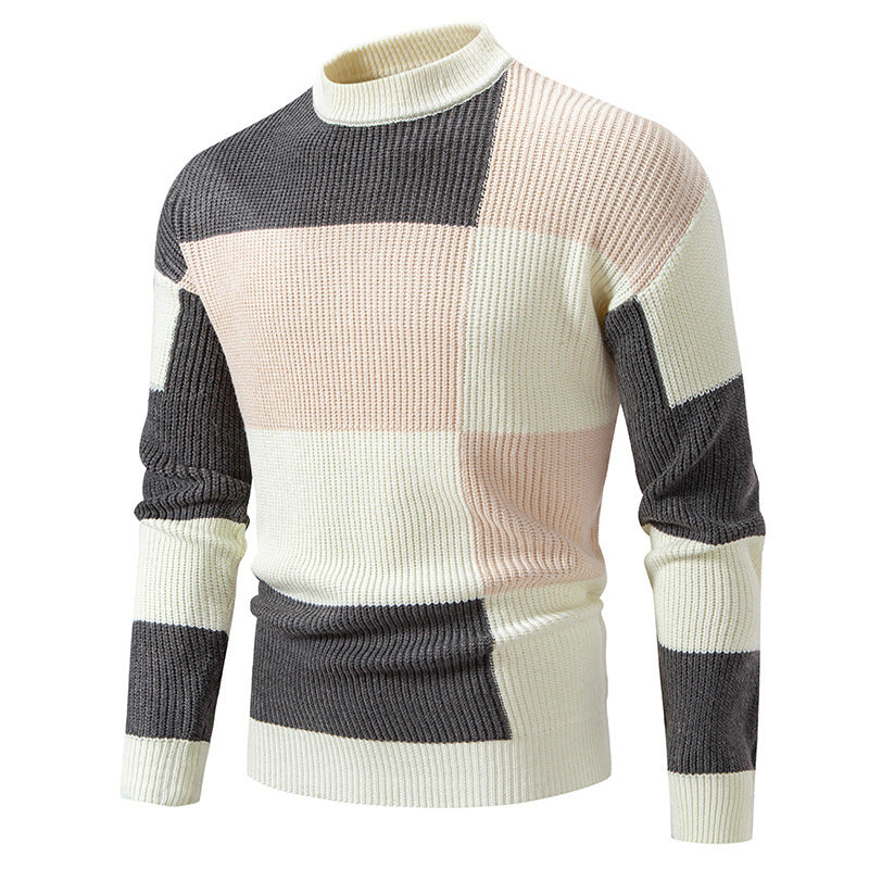 Herren modischer Rollkragenpullover mit strukturiertem Karomuster Echoarchiv
