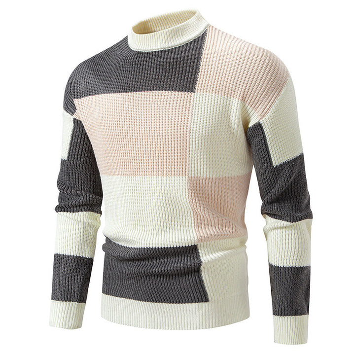 Herren modischer Rollkragenpullover mit strukturiertem Karomuster Echoarchiv
