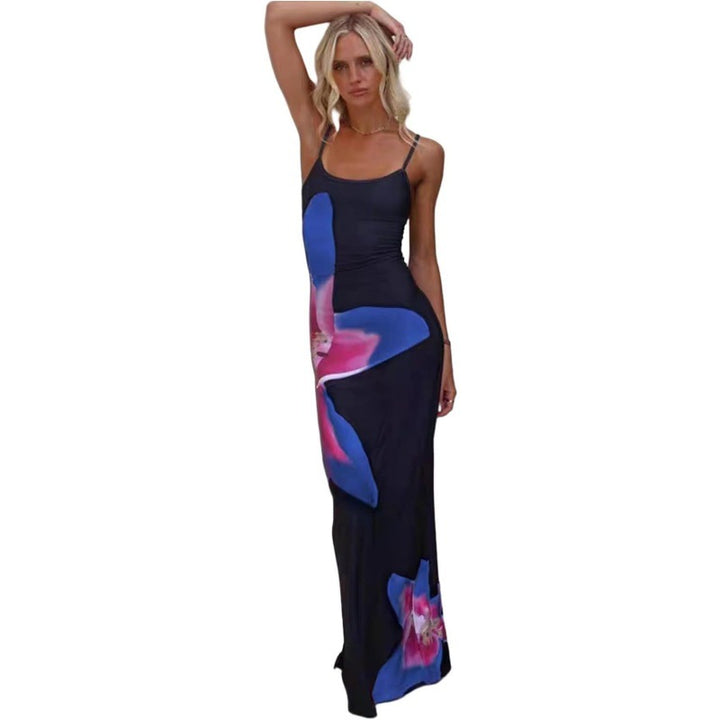 Maxikleid für Damen mit Details und einem farbenfrohen Grafikprint – Echo Archiv