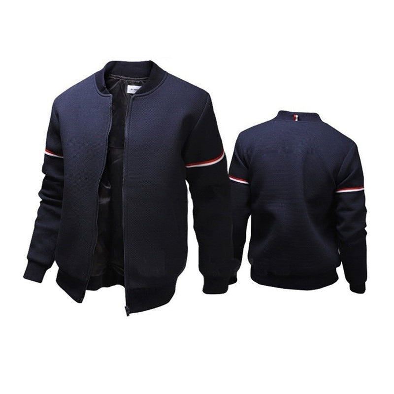 Herren sportliche Zip-Jacke mit strukturierter Oberfläche und Kontraststreifen Echoarchiv