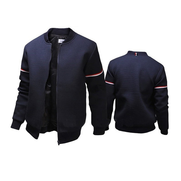 Herren sportliche Zip-Jacke mit strukturierter Oberfläche und Kontraststreifen Echoarchiv