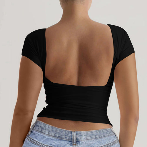 Damen elegantes Off-Shoulder Oberteil mit tiefem Rücken Echo Archiv