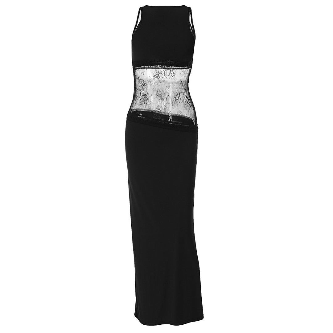 Damen Langes Abendkleid mit transparentem Spitzen-Overlay und figurbetonter Passform Echo Archiv