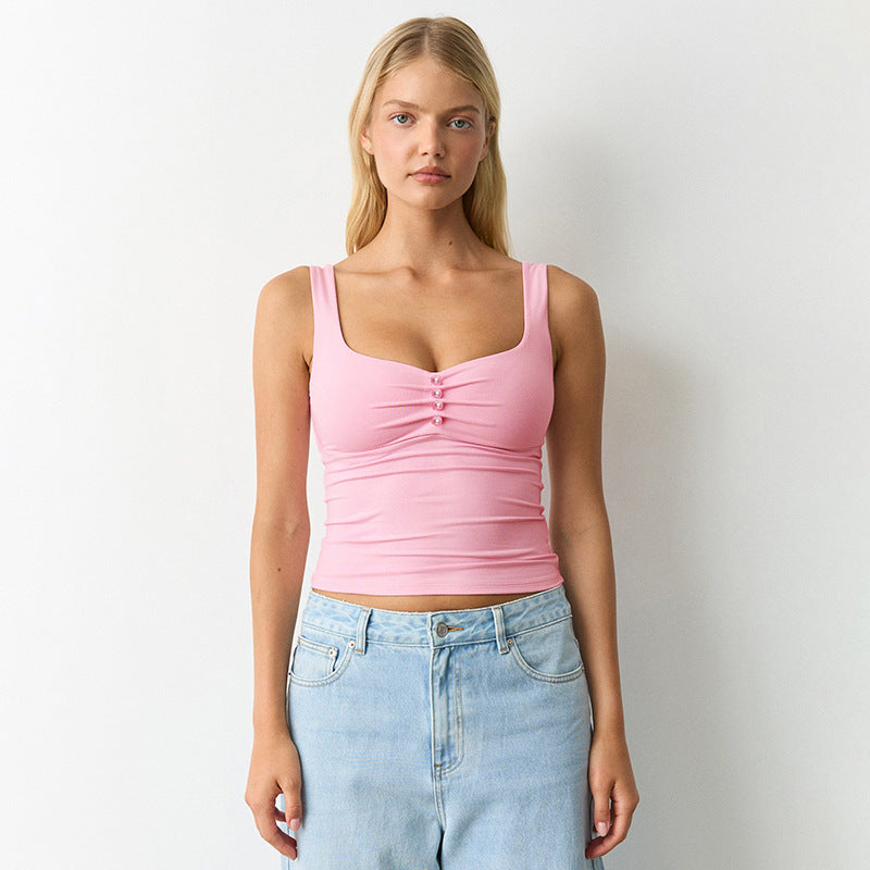 Damen hochwertige Bustier-Top mit dekorativem Knopfdesign Echo Archiv