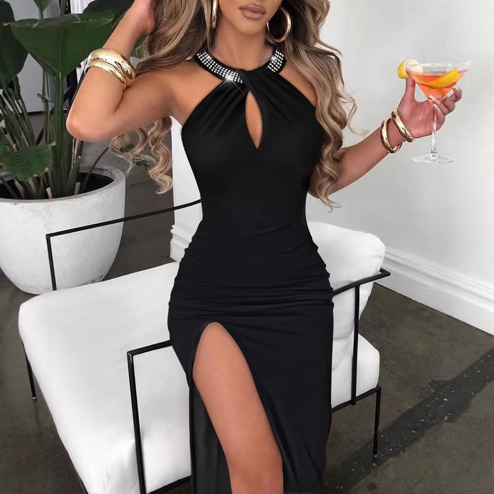 Damen Elegantes Schlauchkleid mit Strassdetails und sexy Beinschlitz Echo Archiv
