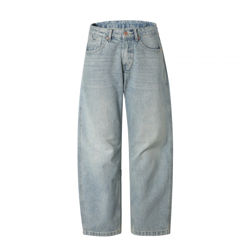 Herren Lässige Straight-Jeans mit hohem Bund, geradem Bein und stonewashed Finish Echo Archiv
