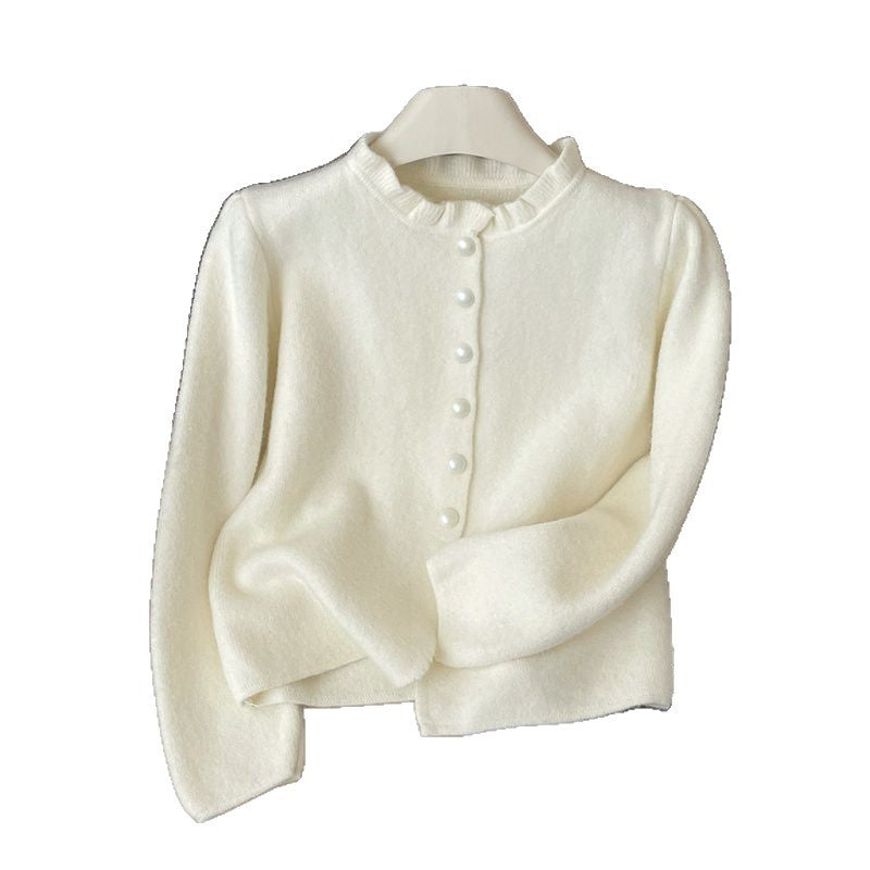 Damen Elegante Strickjacke mit Rüschendetail Echo Archiv