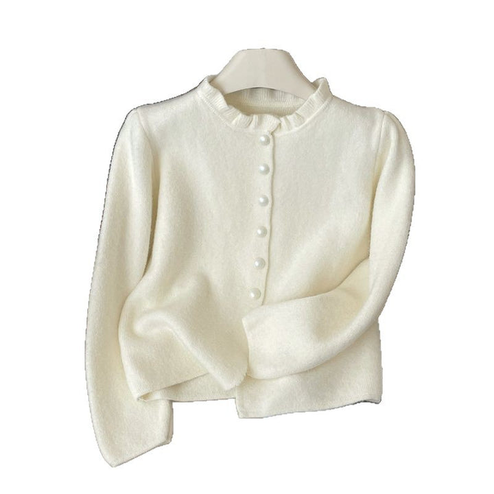 Damen Elegante Strickjacke mit Rüschendetail Echo Archiv