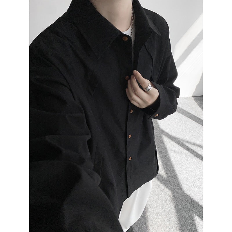 Herren Oversize-Hemdjacke aus leichtem Baumwollmix mit geradem Schnitt & Knopfleiste Echoarchiv