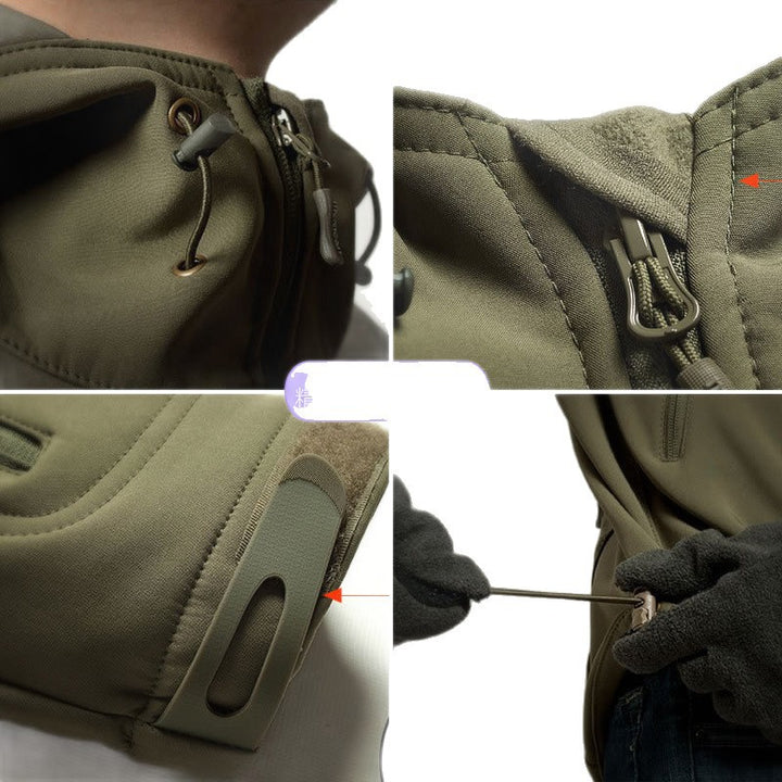 Herren technische Softshell-Jacke mit multifunktionalen Taschen und verstellbarem Kapuzensystem Echoarchiv