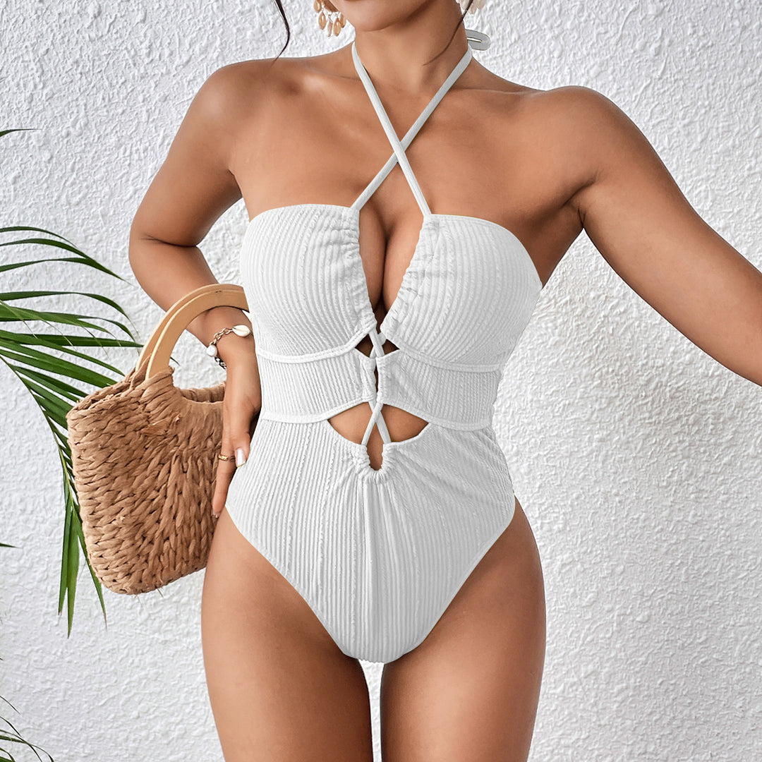 Damen Hochgeschnittener Badeanzug mit Cut-Outs und trendy Riemen Echo Archiv