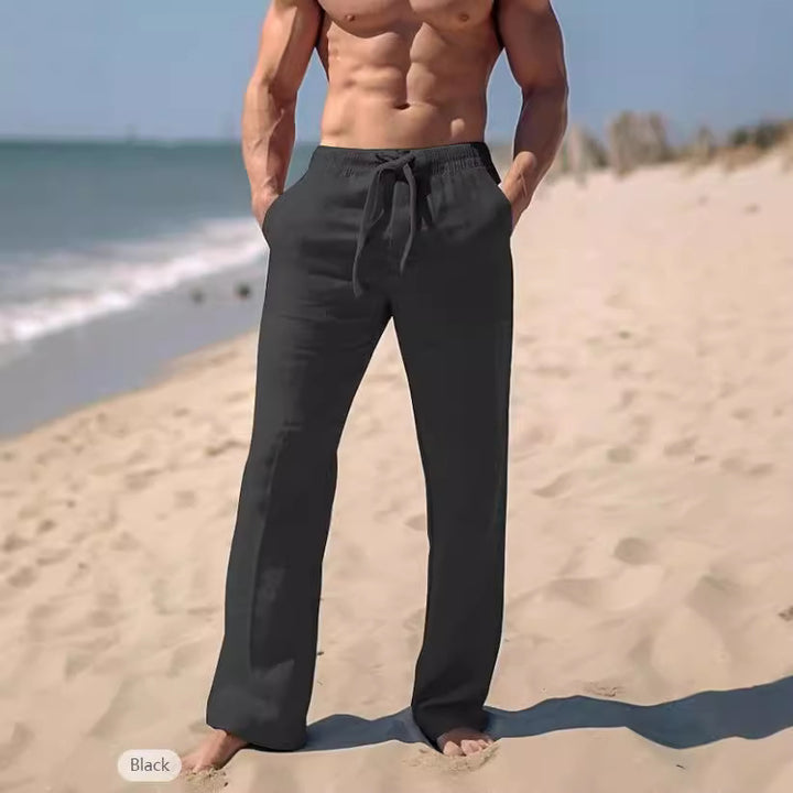 Herren luftige Sommerhose aus leichtem Leinenstoff mit verstellbarem Kordelzug Echoarchiv