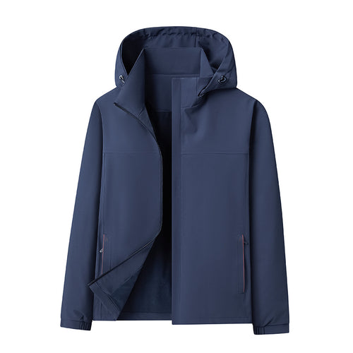 Herren Wasserabweisende Softshell-Jacke mit Kapuze nahtminimaler Optik & Brusttasche Echoarchiv