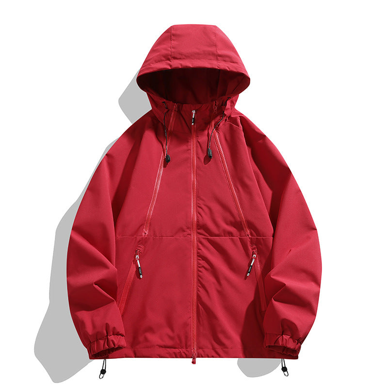 Unisex Leichter Kapuzen-Windbreaker mit wasserabweisender Oberfläche, Reißverschlusstaschen und Kordelzug Echo Archiv