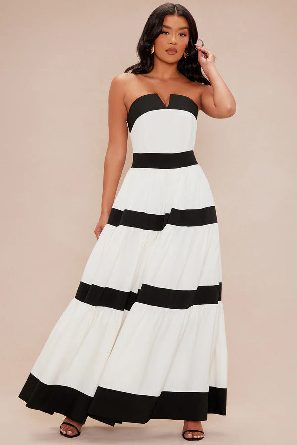 Damen Maxikleid mit schulterfreiem Design und weitem Rock Echo Archiv