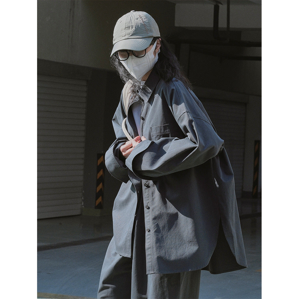 Damen Oversize-Hemdjacke mit kastiger Silhouette und High-Waist Elastbund-Hose im Set Echoarchiv