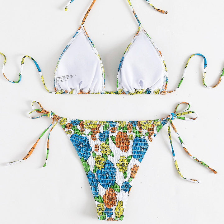 Damen Triangel-Bikini mit farbenfrohem Strukturdesign und verstellbaren Trägern Echo Archiv