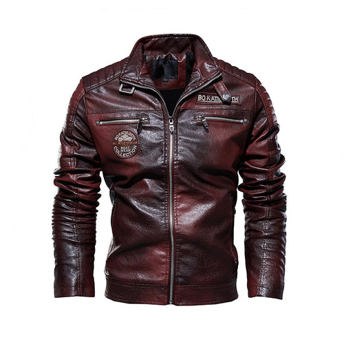 Herren Lederjacke mit mehrfachen Taschen Echo Archiv
