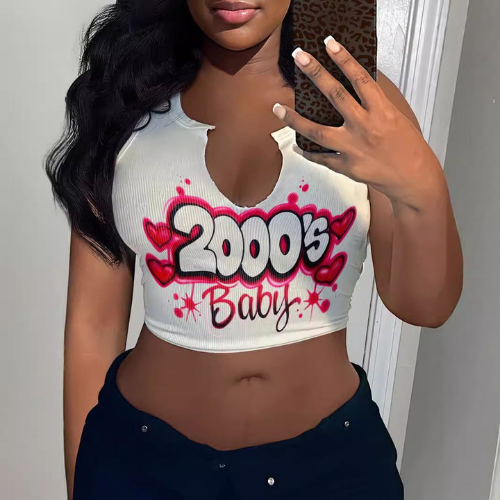 Damen Crop-Top mit auffälligem Schriftzug und lockerer Passform Echo Archiv