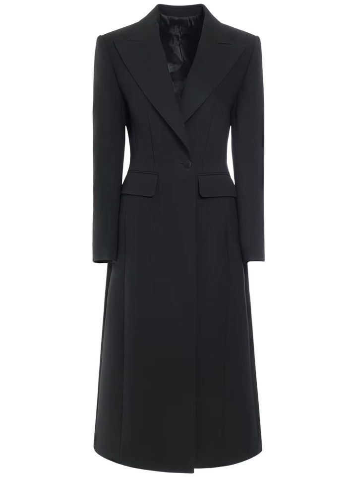 Damen Longline Einreihiger Mantel mit dezenter Taillierung und Spitzrevers Echoarchiv