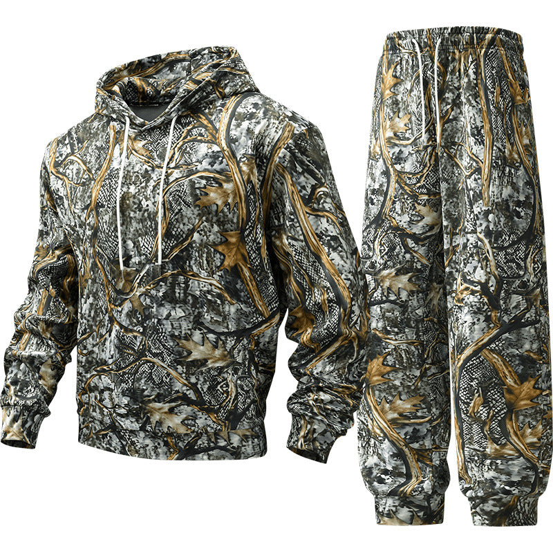 Herren Camouflage-Lounge-Set aus weichem Baumwollmix mit Kapuzenpullover & konischer Jogginghose Echoarchiv